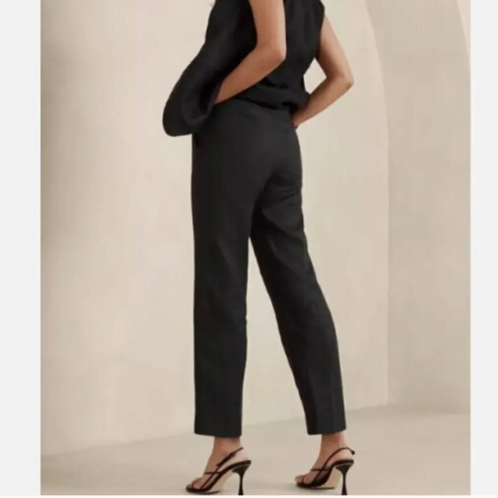 Banana Republic Black Cropped Linen Pants - 2